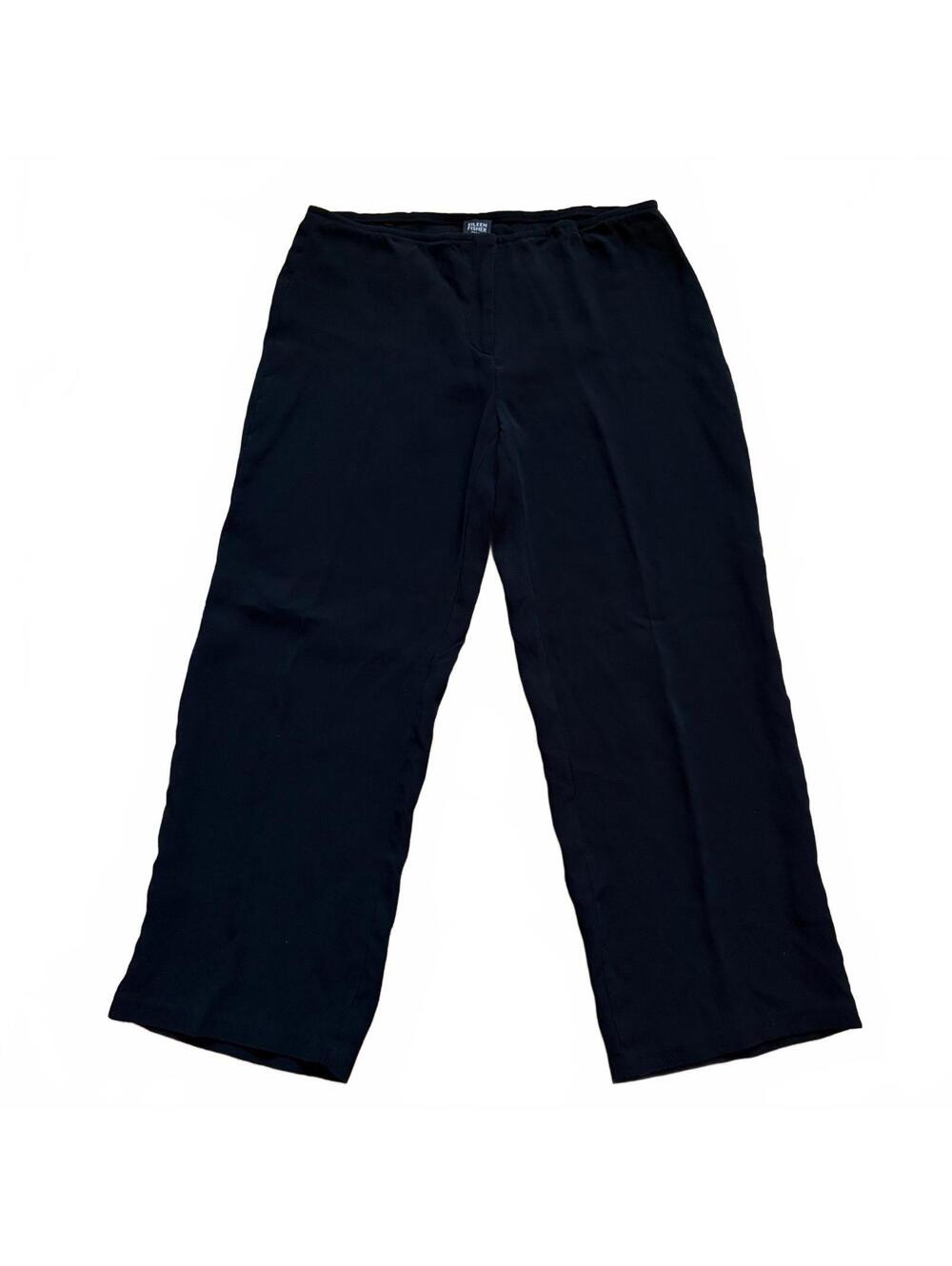Eileen Fisher 100% Silk Pants Wide Leg Crepe Work Women's Size Petite Large